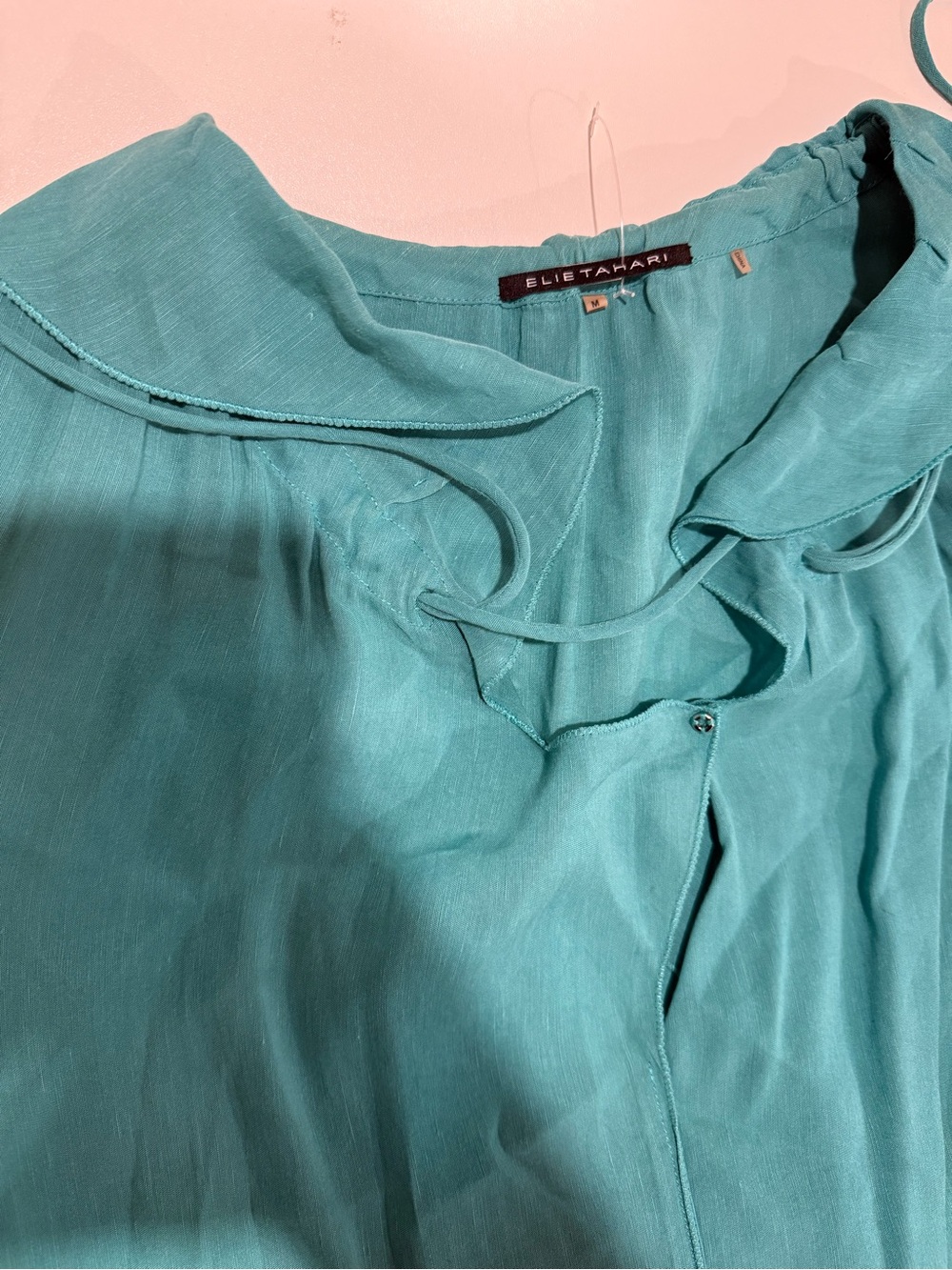 Elie Tahari Teal Tie-Neck Blouse